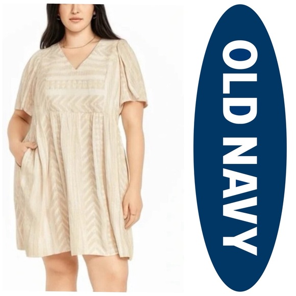 Old Navy Dresses & Skirts - Old Navy Dress Aztec Mini Swing Smocked Pockets Cotton‎ Blend Minimalist 3X